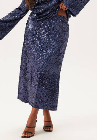 Sequin A-line Midi Skirt