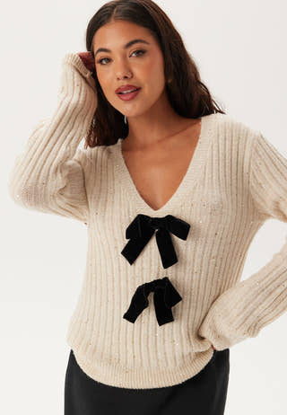 Sparkling Knitted Bow Sweater