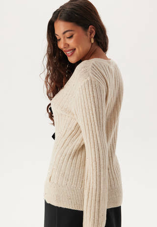 Sparkling Knitted Bow Sweater