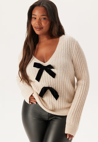 Sparkling Knitted Bow Sweater