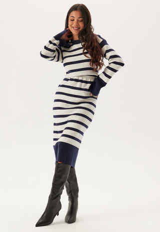Striped Knitted Midi Dress