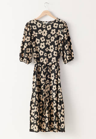 Structure Flounce Midi Dress