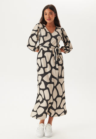 Structured Puff Sleeve Midi Dress