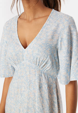 V-neck Slit Viscose Dress