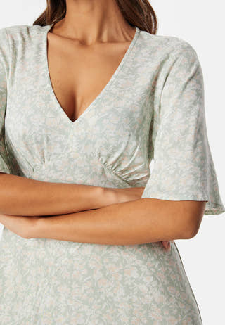 V-neck Slit Viscose Dress