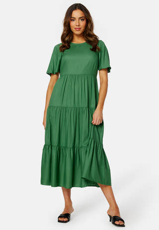 Butterfly Sleeve Viscose Midi Dress
