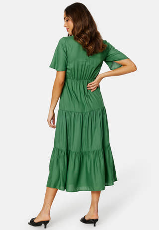Butterfly Sleeve Viscose Midi Dress