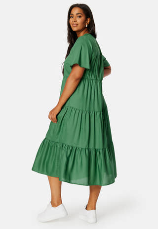 Butterfly Sleeve Viscose Midi Dress