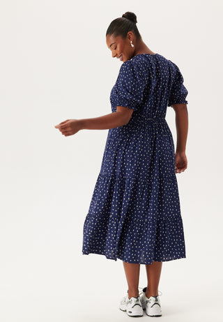 Puff Sleeve Viscose Midi Dress
