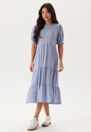 Puff Sleeve Viscose Midi Dress