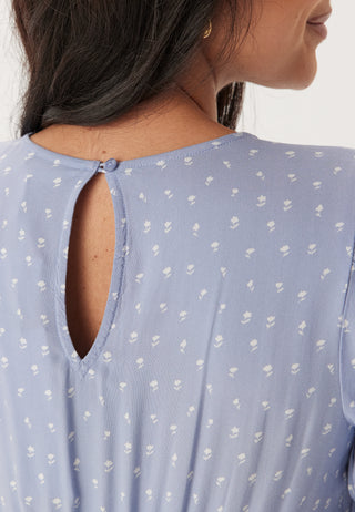 Puff Sleeve Viscose Midi Dress