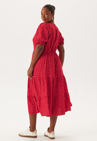 Puff Sleeve Viscose Midi Dress