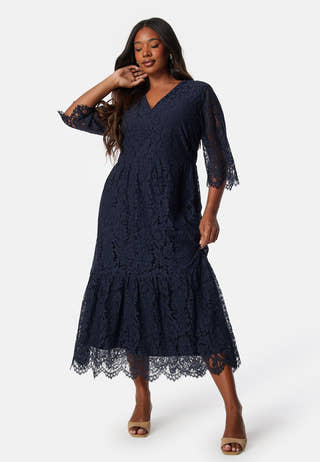 V-neck Lace Midi Dress