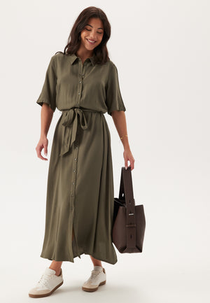 Viscose Belted Shirt Dress