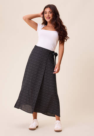 Viscose Midi Wrap Skirt