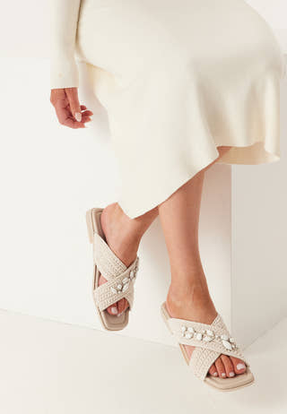 Slipper Woven Crossed Stones