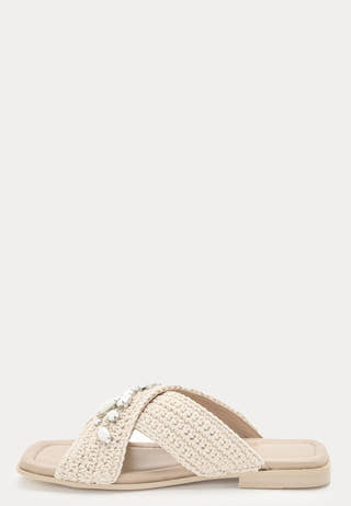 Slipper Woven Crossed Stones