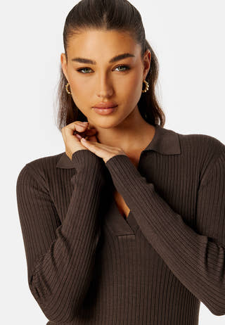 Plum L/S Polo Dress