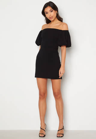 Bardot Puff Sleeve Mini Dress