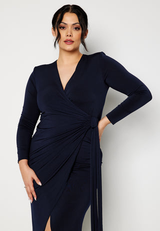 Long Sleeve Wrap Maxi Dress