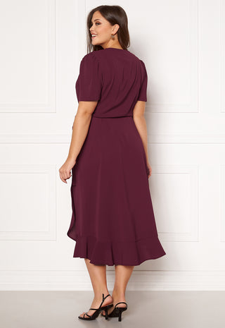 Short Sleeve Wrap Frill Curve Dress