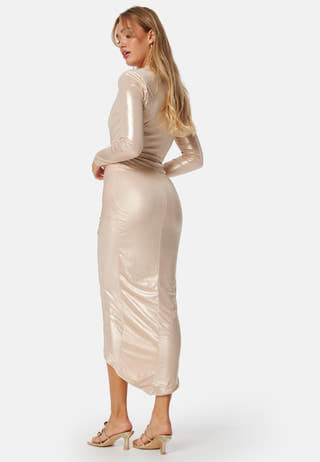 Deep V Long Sleeve Rouch Dress