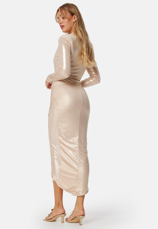 Deep V Long Sleeve Rouch Dress