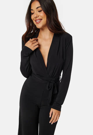 Deep V Wide Leg Jumpsuit