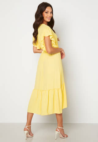 Frill Sleeve V Neck Midaxi Dress