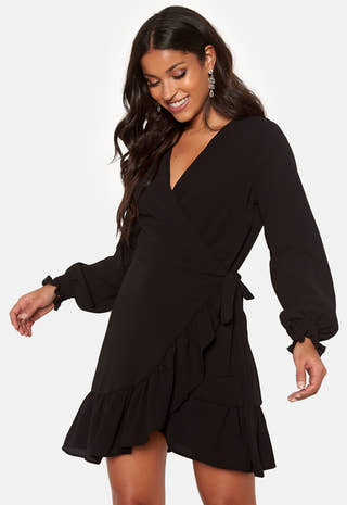 Frilly Wrap Mini Dress