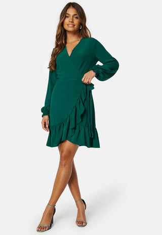 Frilly Wrap Mini Dress