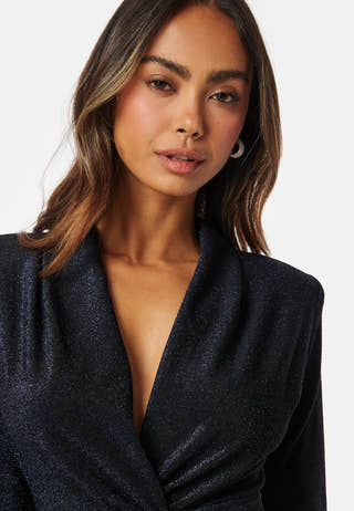 Glitter Long Sleeve Rouch Dress