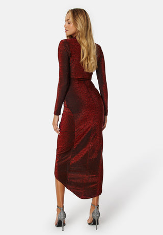 Glitter Long Sleeve Rouch Dress