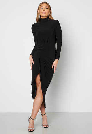 High Neck Rouch Maxi Dress