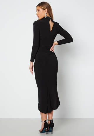 High Neck Rouch Maxi Dress