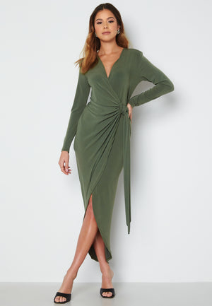 Long Sleeve Wrap Maxi Dress