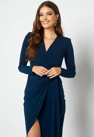 Long Sleeve Wrap Maxi Dress