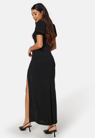 Puff Sleeve Maxi Dress With Split
