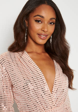 Sequin Rouch Maxi Dress