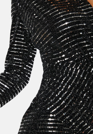 Sequin Rouch Maxi Dress