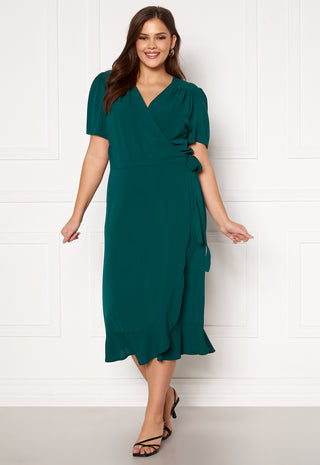 Short Sleeve Wrap Frill Curve Dress