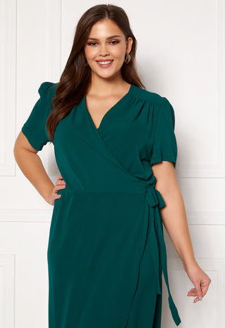 Short Sleeve Wrap Frill Curve Dress