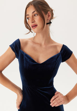 Velvet Off Shoulder Frill High