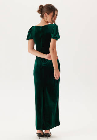 Velvet Puff Sleeve Maxi With S