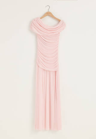 Off Shoulder Mesh Maxi Dress