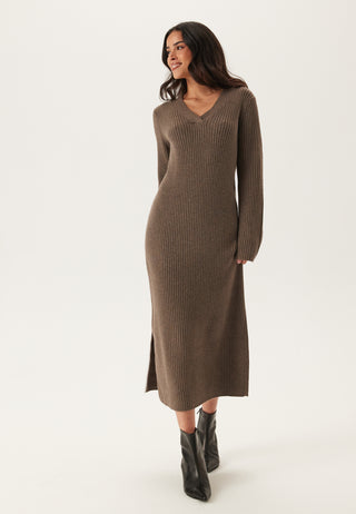 Objelva Long Sleeve V-Neck Knit Dress