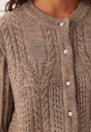 Objflora Re Ls Strikket Cardigan med Knapper
