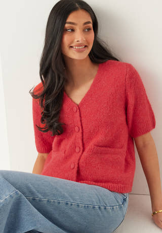 Objsaggia Re Ss V-neck Knit Cardigan