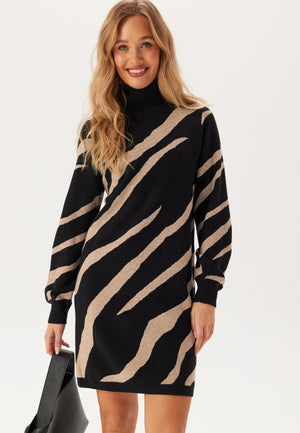 Objray L/S Strikket Høyhalset Kjole