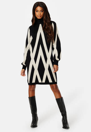 Objray L/S Knit Rollneck Dress